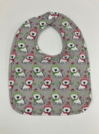 Reversible Bib - Christmas Dogs / Grey