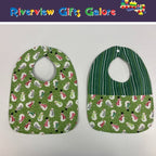Reversible Bib - Snowman on Green / Green