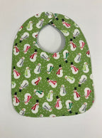 Reversible Bib - Snowman on Green / Green