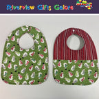 Reversible Bib - Snowman on Green / Red