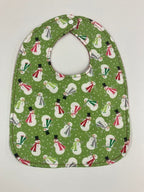 Reversible Bib - Snowman on Green / Red