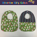 Reversible Bib - Snowman on Green / Grey