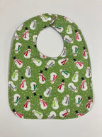 Reversible Bib - Snowman on Green / Grey