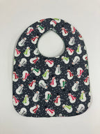 Reversible Bib - Snowman on Grey / Green