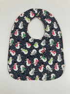 Reversible Bib - Snowman on Grey / Red