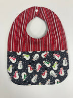 Reversible Bib - Snowman on Grey / Red