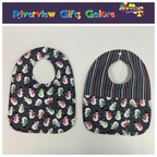 Reversible Bib - Snowman on Grey / Grey