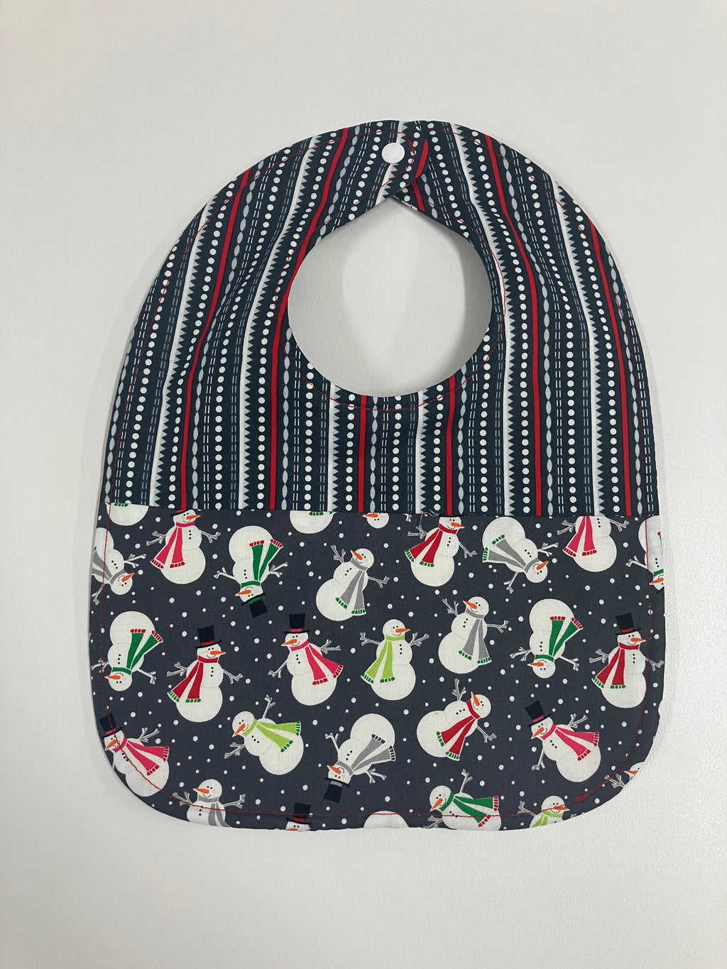 Reversible Bib - Snowman on Grey / Grey