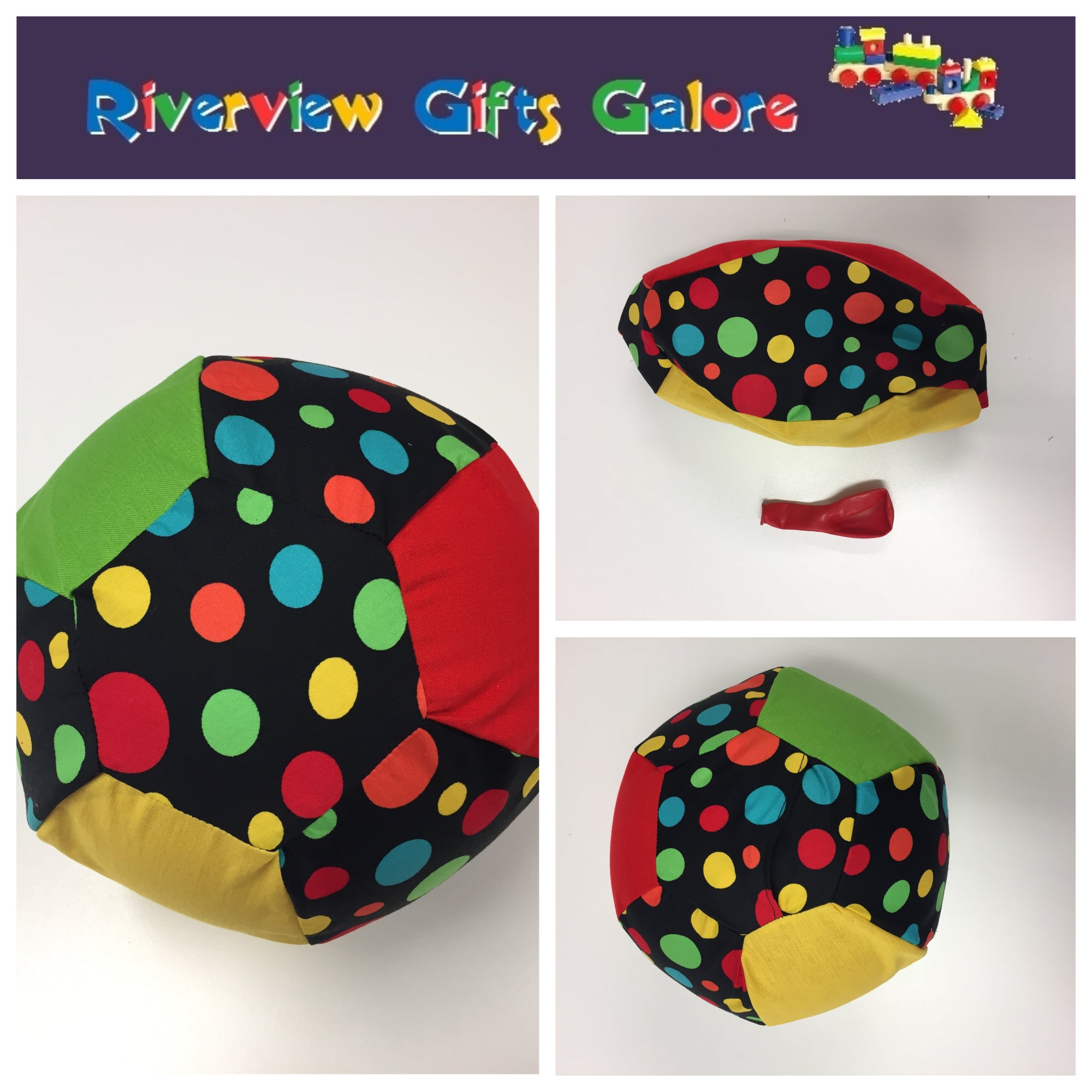Balloon Ball Cover - Black with Colourful Dots