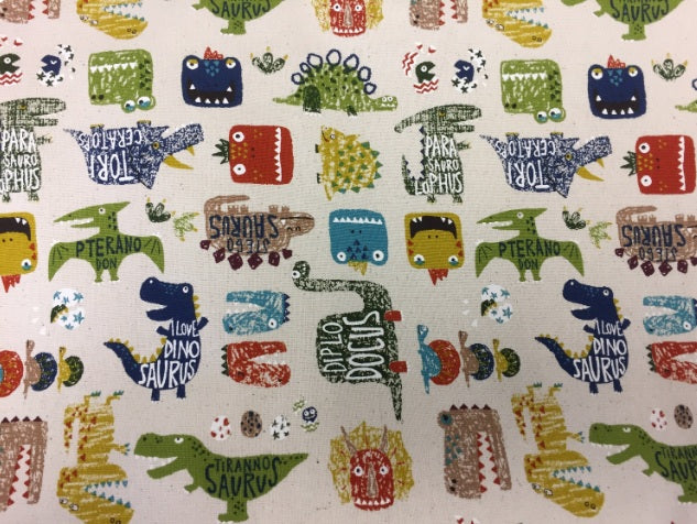 Large Tote Bag – Dinosaurs Cream