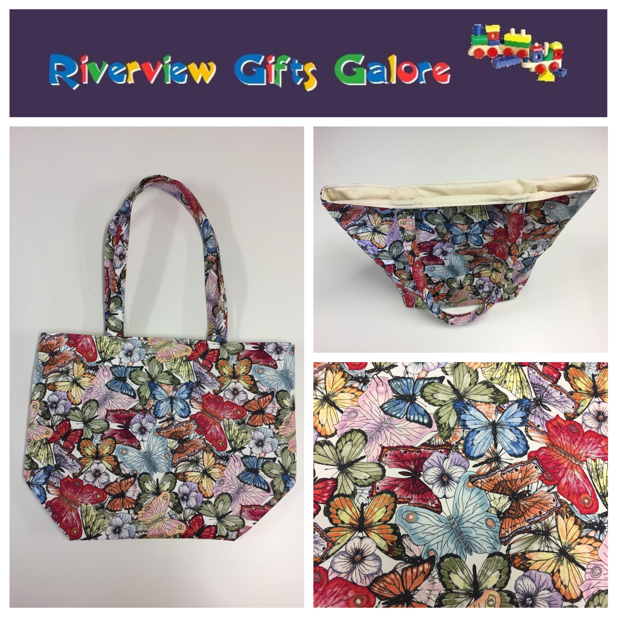 Large Tote Bag – Pastel Butterfly
