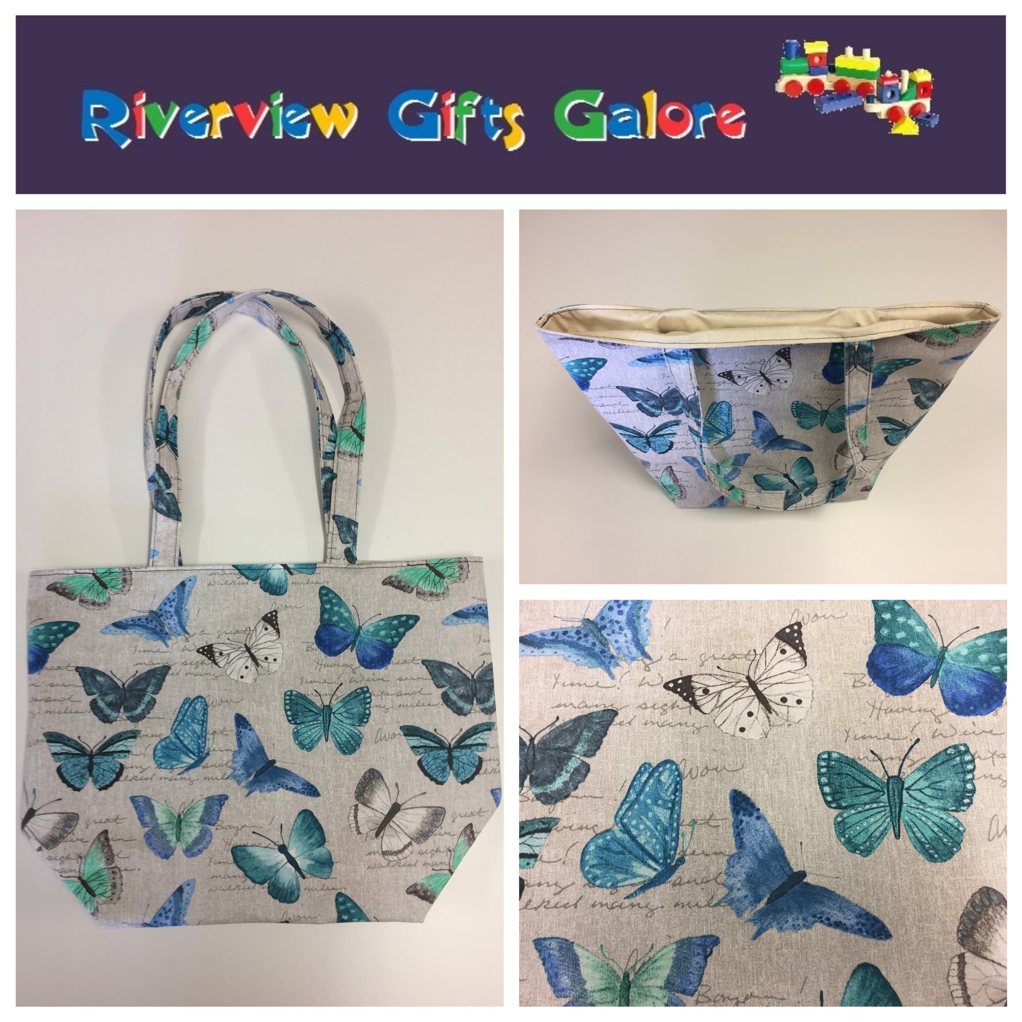 Large Tote Bag – Blue Butterfly