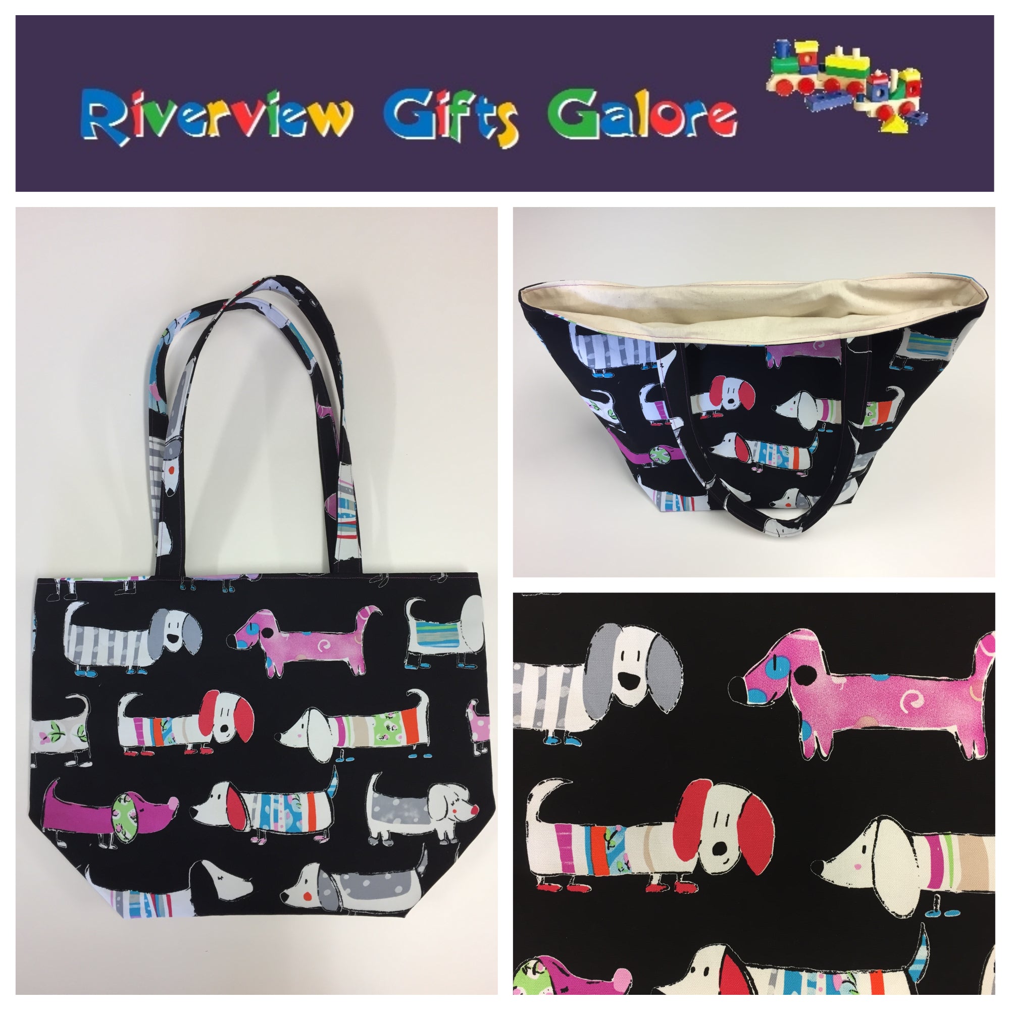 Large Tote Bag – Dogs Black