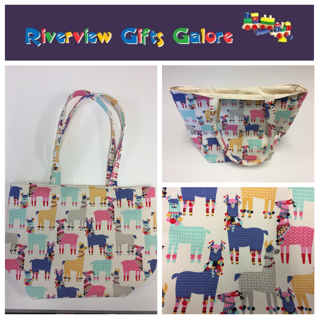 Large Tote Bag – Llamas Cream