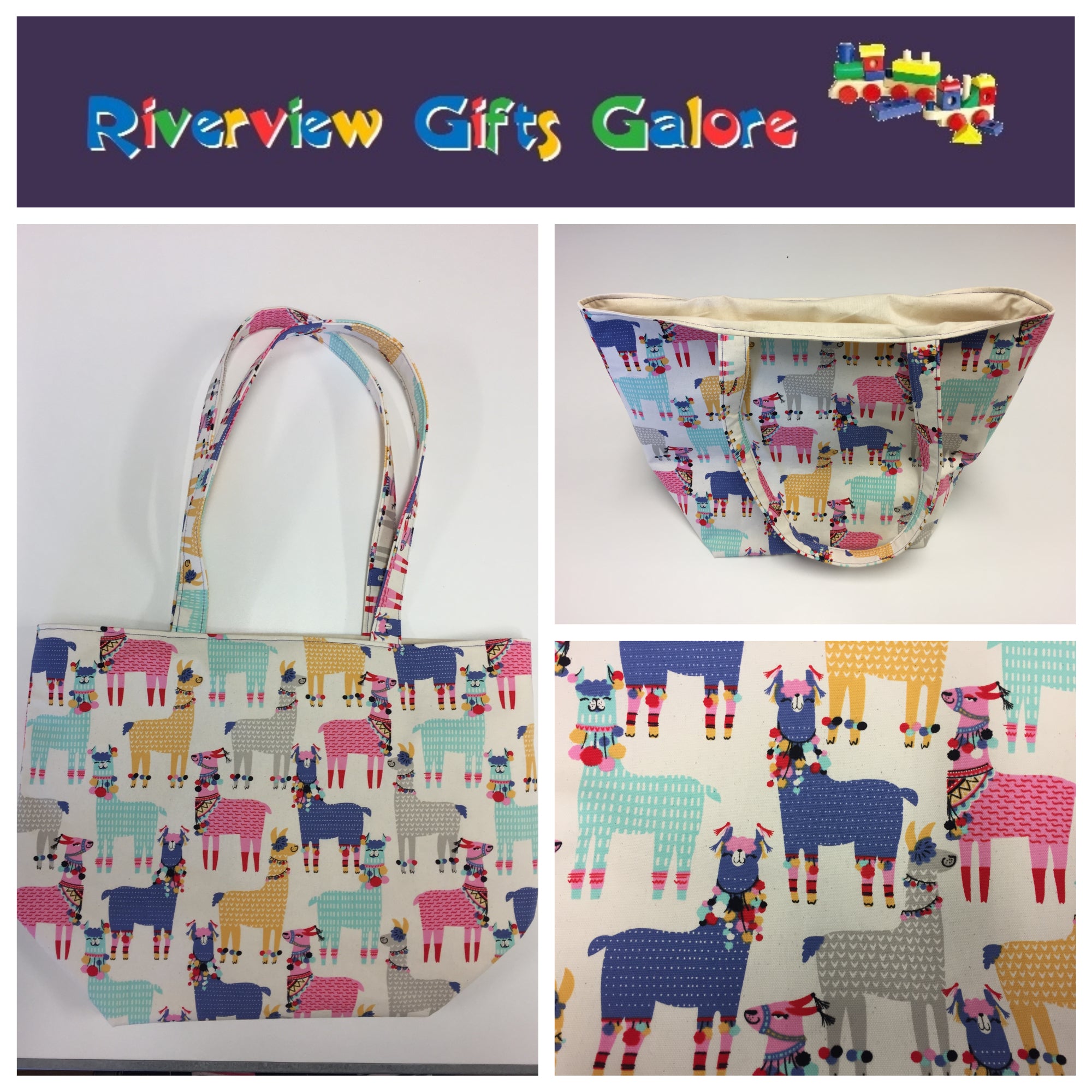 Large Tote Bag – Llamas Cream
