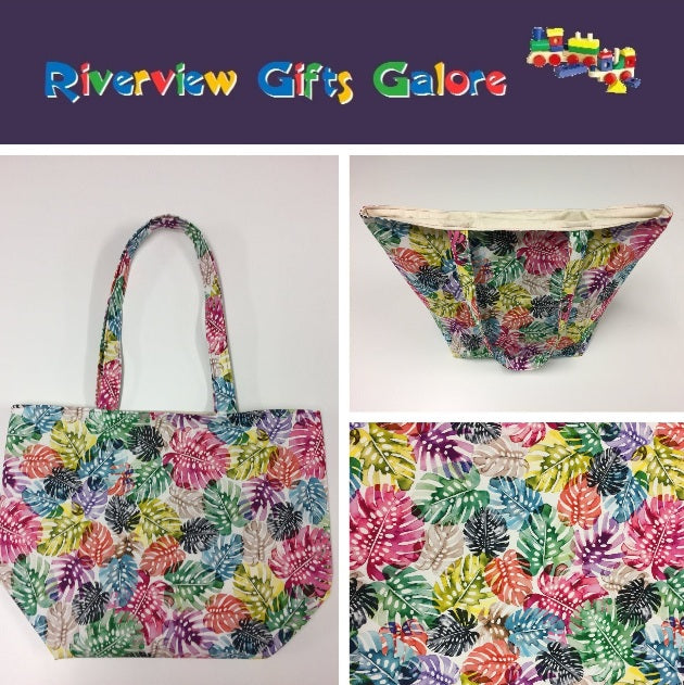 Large Tote Bag – Multi-Coloured Leaves