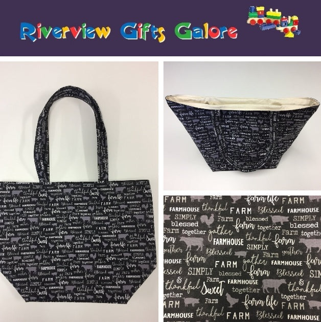 Large Tote Bag – Farm Sweet Farm - Charcoal