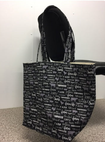 Large Tote Bag – Farm Sweet Farm - Charcoal