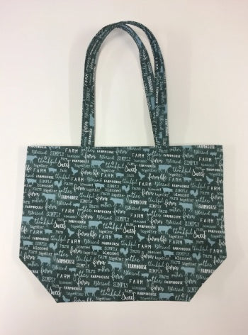 Large Tote Bag – Farm Sweet Farm - Teal