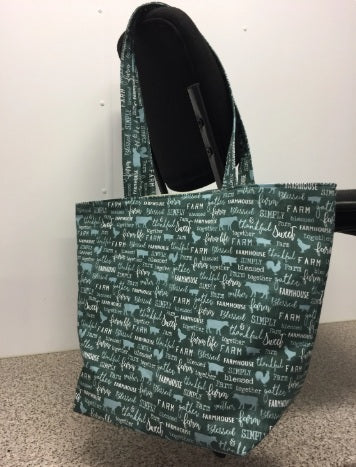 Large Tote Bag – Farm Sweet Farm - Teal
