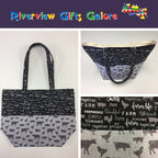 Large Tote Bag – Farm Sweet Farm - Charcoal and Animals
