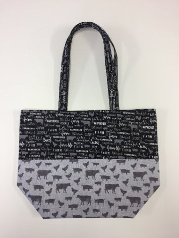 Large Tote Bag – Farm Sweet Farm - Charcoal and Animals