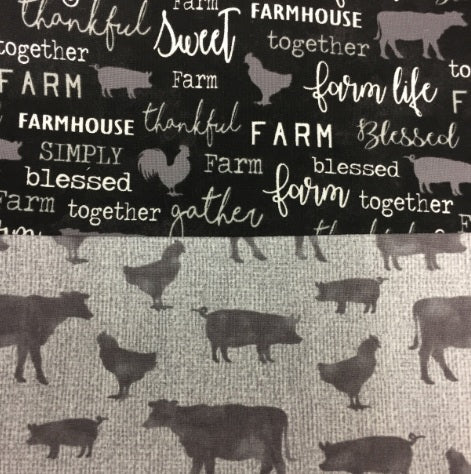 Large Tote Bag – Farm Sweet Farm - Charcoal and Animals