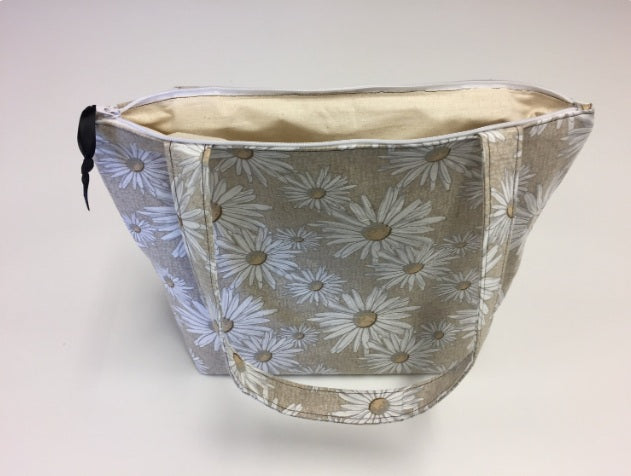 Large Tote Bag with Zip - Daisy Taupe
