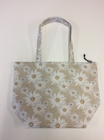 Large Tote Bag with Zip - Daisy Taupe