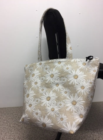 Large Tote Bag with Zip - Daisy Taupe