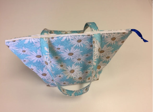 Large Tote Bag with Zip - Daisy Blue