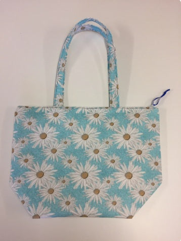 Large Tote Bag with Zip - Daisy Blue