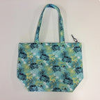 Large Tote Bag with Zip - Hibiscus Combi Blue