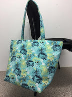 Large Tote Bag with Zip - Hibiscus Combi Blue
