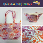 Large Tote Bag with Zip - Crimson Orange Pattern