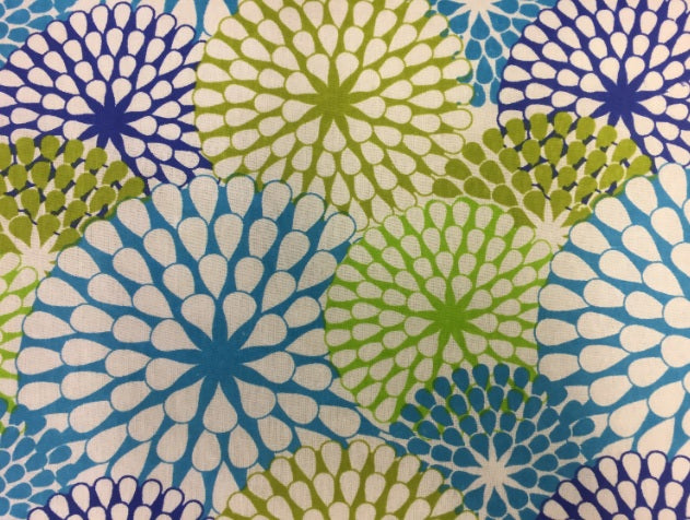 Large Tote Bag with Zip - Blue Green Pattern