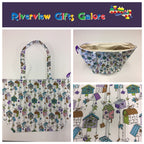 Large Tote Bag with Zip - Bird Houses