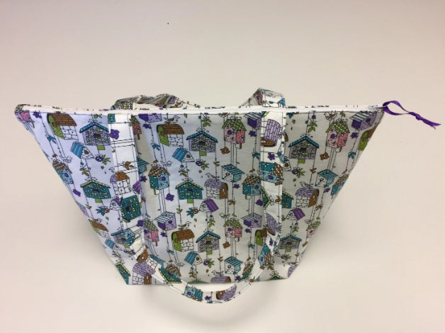Large Tote Bag with Zip - Bird Houses