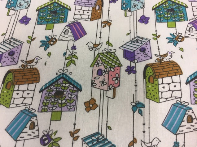 Large Tote Bag with Zip - Bird Houses