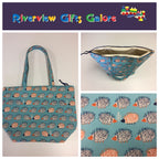 Large Tote Bag with Zip - Echidnas Blue
