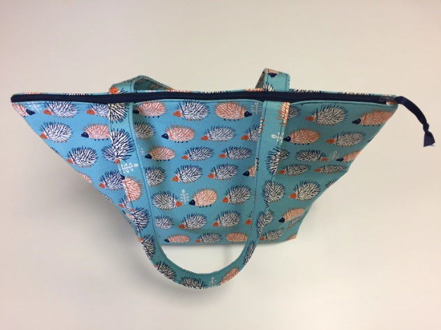 Large Tote Bag with Zip - Echidnas Blue