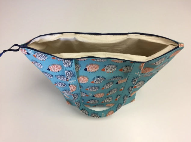 Large Tote Bag with Zip - Echidnas Blue