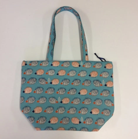 Large Tote Bag with Zip - Echidnas Blue