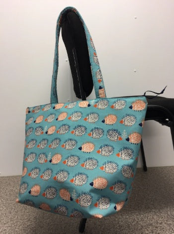 Large Tote Bag with Zip - Echidnas Blue