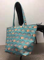 Large Tote Bag with Zip - Echidnas Blue
