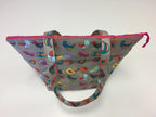 Large Tote Bag with Zip - Birds Taupe