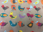 Large Tote Bag with Zip - Birds Taupe