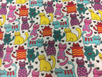 Large Tote Bag with Zip - Multi Coloured Cats