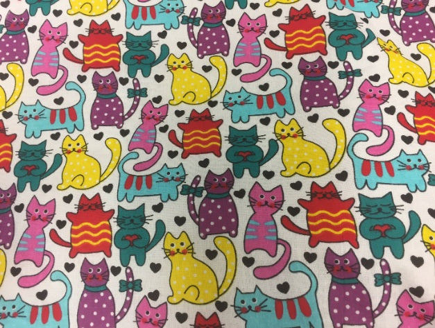 Large Tote Bag with Zip - Multi Coloured Cats
