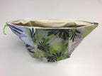 Large Tote Bag with Zip - Lime Grey Flowers